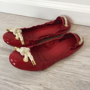 Tory Burch Red Patent Leather Ballet Flats 10.5
